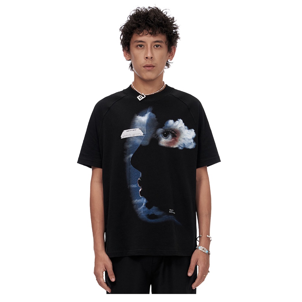 Áo thun raglan nam ngắn tay Beuter Label Black Raglan T-Shirt