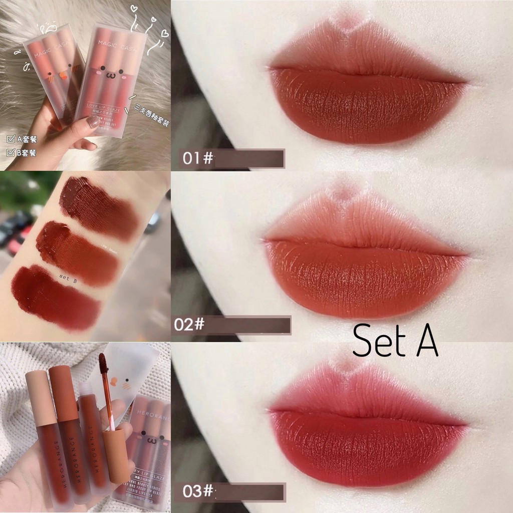 Set 3 Son Kem Lì Her Orange Nội Địa Trung
