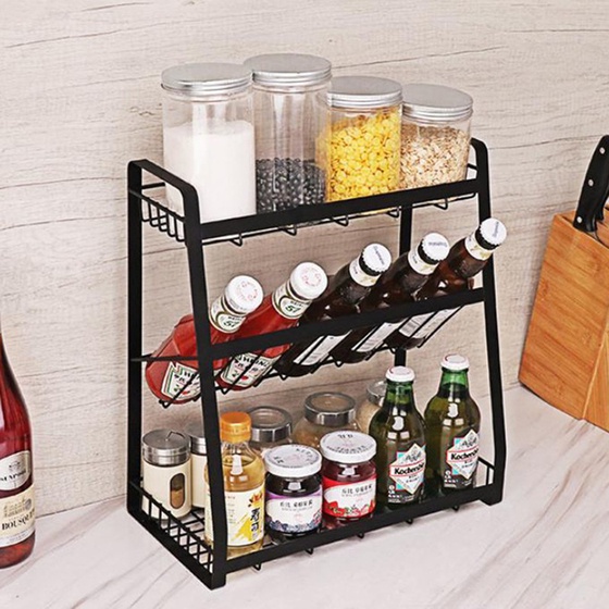 Kệ nhà bếp, Kệ gia vị nhà bếp 3,4 tầng 1 ngăn chéo Thép Carbon sơn tĩnh điện