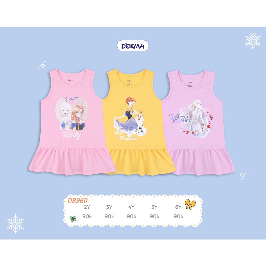 Váy bé gái. Váy 3 lỗ DOK.MA 3 màu hình elsa, anna VHE14