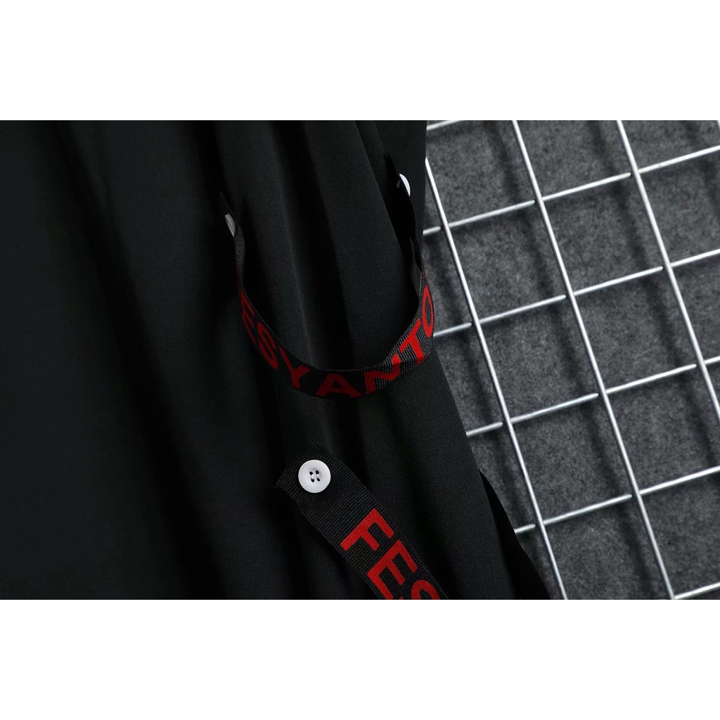 Áo hoodie tay dài phối dây ruy băng cá tính trẻ trung phong cách Hàn Quốc dành cho nam