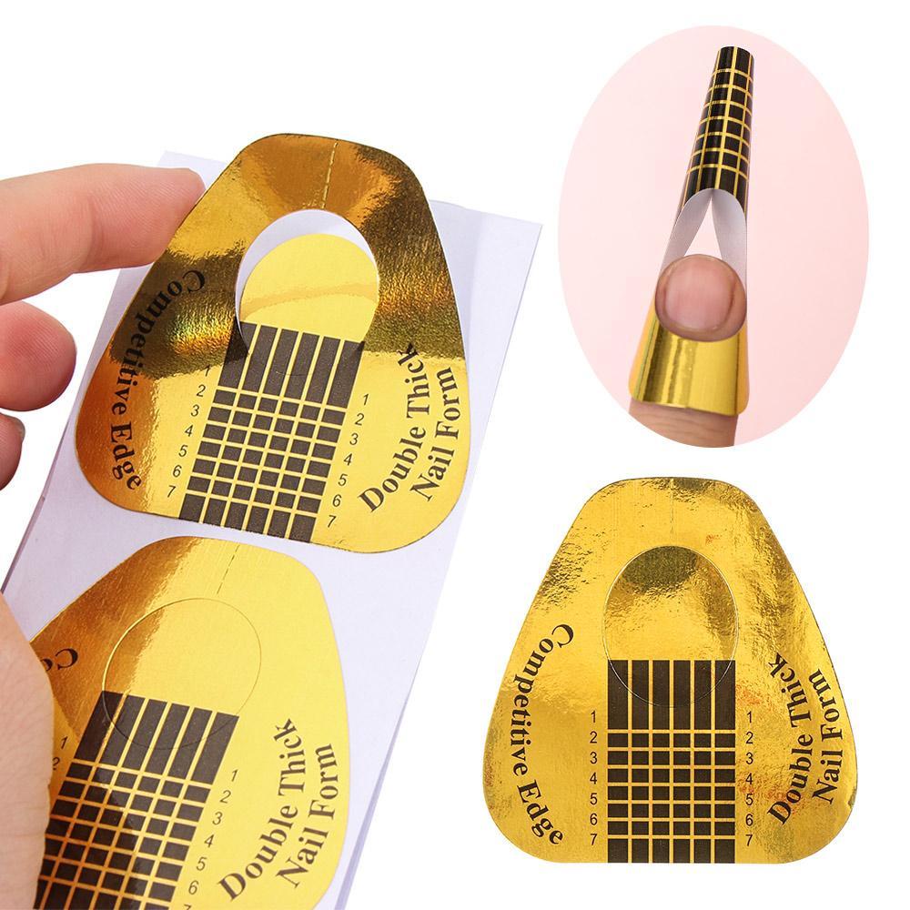 CACTU Bộ 50 / 100 Khuôn Đắp Nối Dài Móng Tay Kiểu Pháp Dễ Sử Dụng