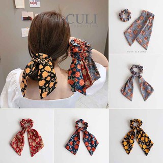Dây cột tóc, Scrunchies vải, họa tiết hoa xinh xắn, phong cách vintage nhẹ nhàng, bánh bèo cho nữ