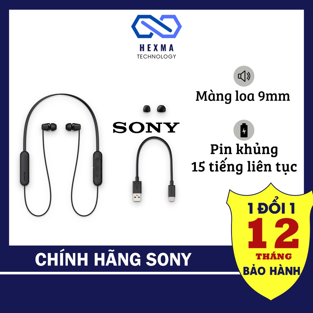 Tai nghe bluetooth thể thao Sony WI-C200 chính hãng - Bảo hành 12 tháng 1 đổi 1
