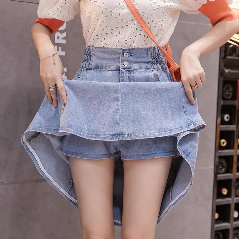 chân váy jean cv02 chữ A dáng lỡ có lót quần chất siêu đẹp dễ phối đồ