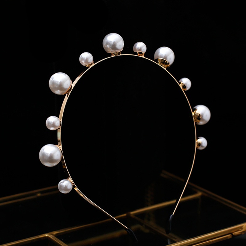 Băng Đô Cài Tóc Bằng Hợp Kim Đính Ngọc Trai Đơn Giản