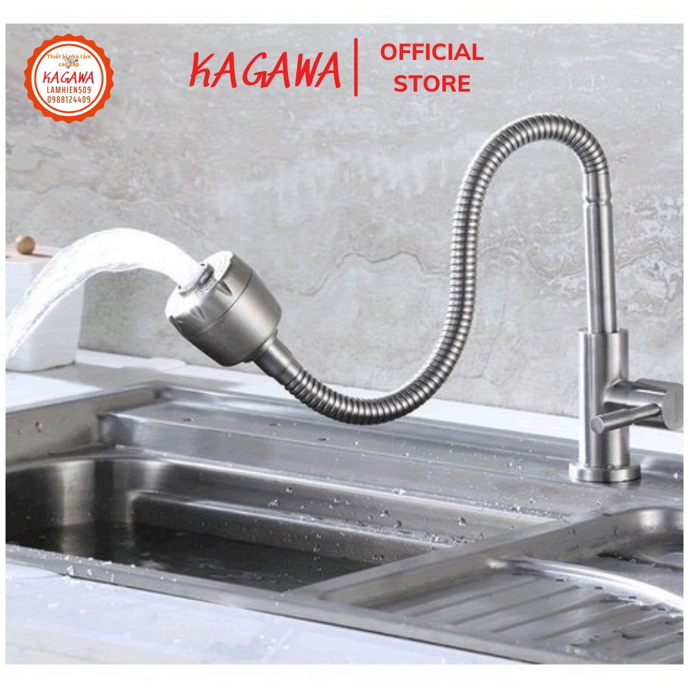 VÒI RỬA CHÉN LẠNH KAGAWA (CL_6030B ) Ống lò xo INOX304 xoay 360độ cần mềm bẻ xoay 360 linh hoạt điều chỉnh 2 chế độ nước