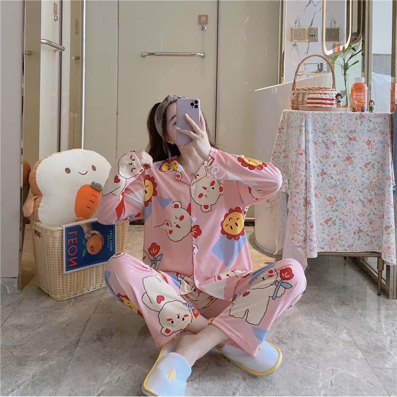 Bộ Ngủ Nữ Pijama Tay Dài Quần Dài Cao Cấp Chất Dày Ấm DT82 | WebRaoVat - webraovat.net.vn