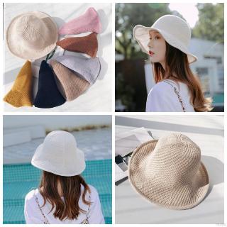 Nón Bucket dệt kim màu trơn thời trang nữ tính