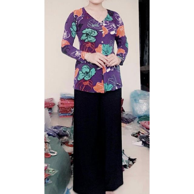 Bộ bà ba ống rộng quần đen