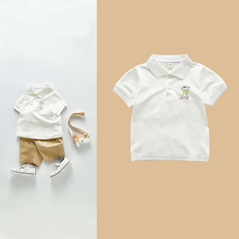 ÁO THUN POLO BÉ TRAI CÓ CỔ SỌC IN HÌNH ĐÔNG VẬT ĐẸP 100% COTTON THOÁNG MÁT, MỂM MỊN