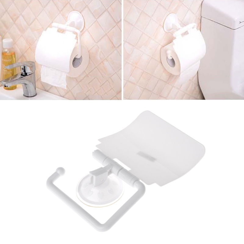 Giá Đỡ Cuộn Giấy Vệ Sinh Bằng Nhựa Có Giác Hút Gắn Tường Kèm Vỏ Bọc Tiện Lợi Dành Cho