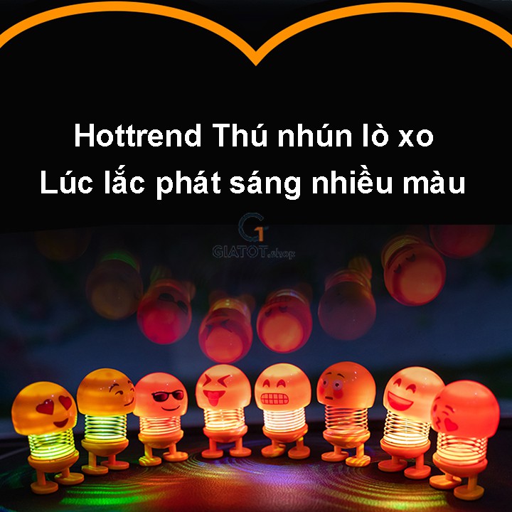 (Sỉ)Thú nhún emoji lò xo có đèn lúc lắc phát sáng nhiều màu(giao từ 10 con)