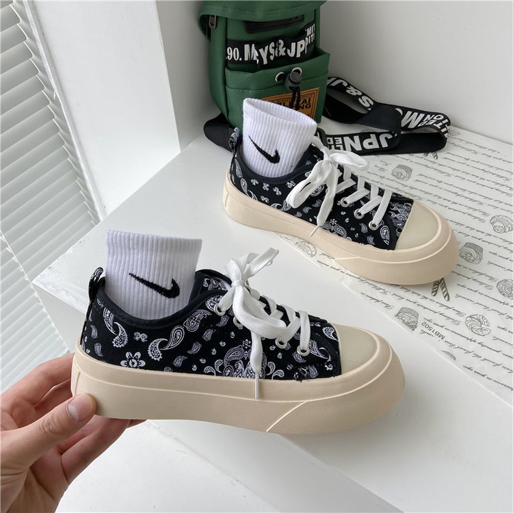 Fashionable Ulzzang Print Wedges Canvas Shoes Sneaker Women Shoes