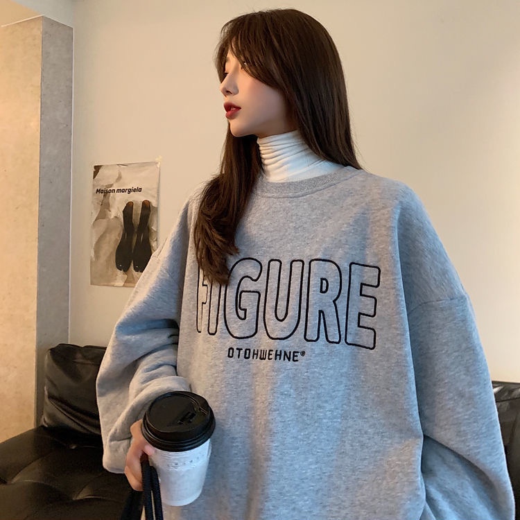 NRVP Áo Hoodie Dáng Rộng Thời Trang Hàn Quốc Đơn Giản Cá Tính Cho Nữ