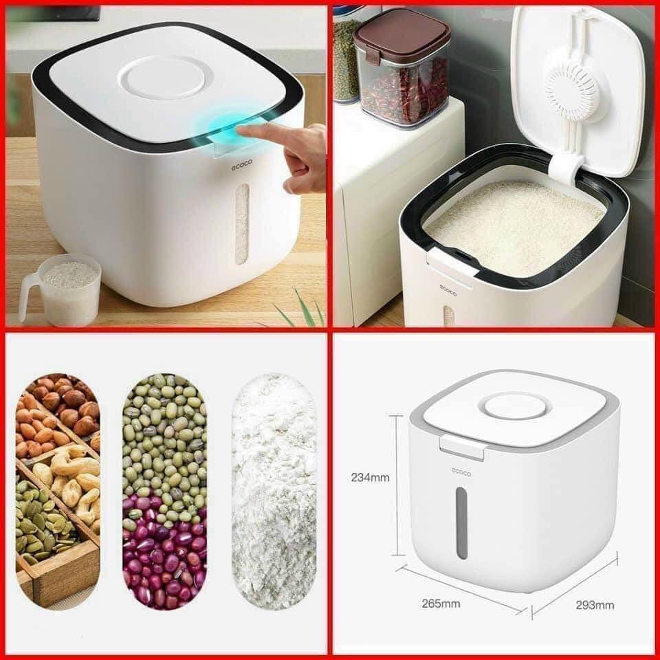 Thùng Đựng Gạo ECOCO thông minh cao cấp Loại 10KG - Chống Ẩm, Chống Mối Mọt