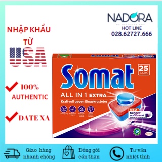 Viên rửa bát somat all in 1 extra hộp 25 viên