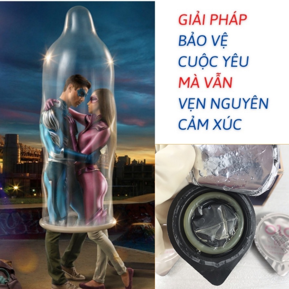 Bao cao su OLO đen siêu mỏng 0 01mm bcs 001 SACUCO olo1