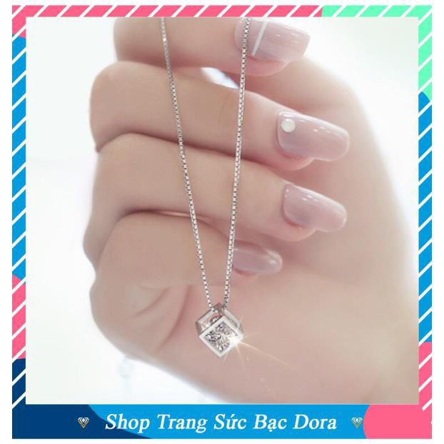 Dây chuyền NỮ bạc S925 hình khối. Vòng cổ nữ đẹp ngọc trai vàng bạc