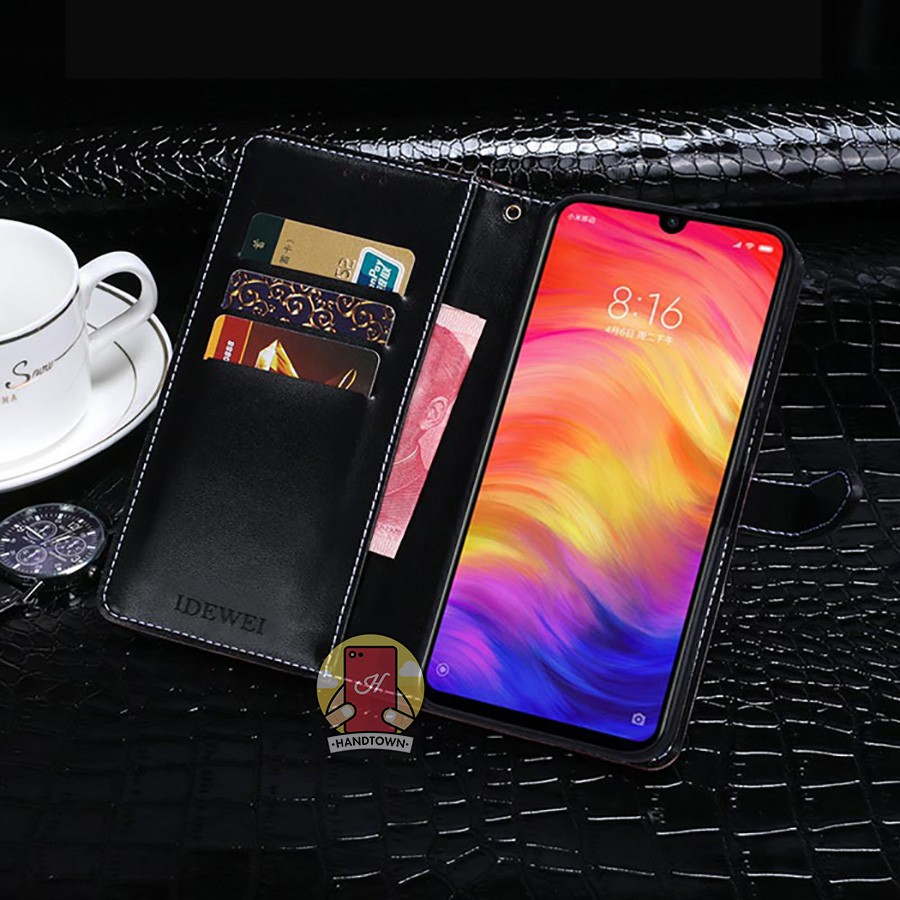 Bao da kiêm ví đựng thẻ Xiaomi Redmi Note 7 vân cá sấu
