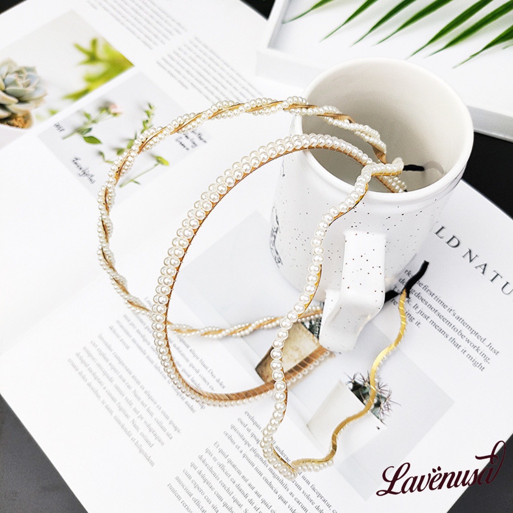 Bờm tóc kim loại đính ngọc trai nhân tạo thời trang thanh lịch LAVENUSA CT19