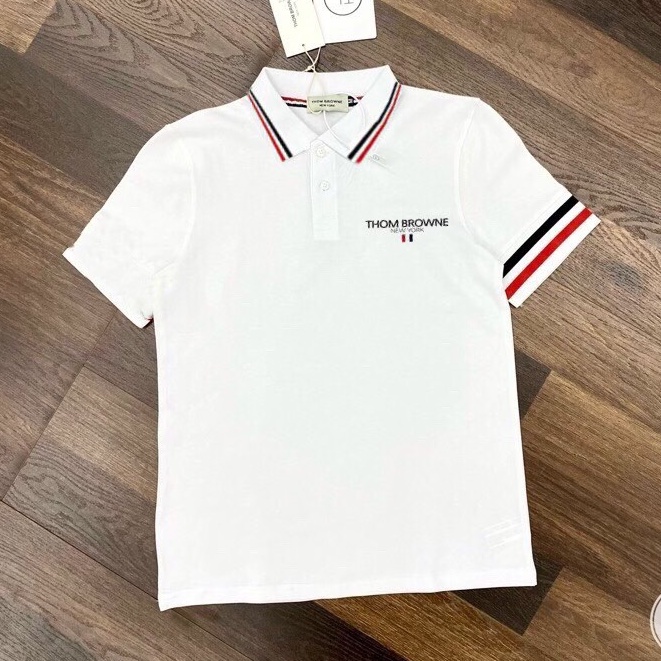 Áo Phông Nam phối sọc Cao Cấp Áo Polo thom browne