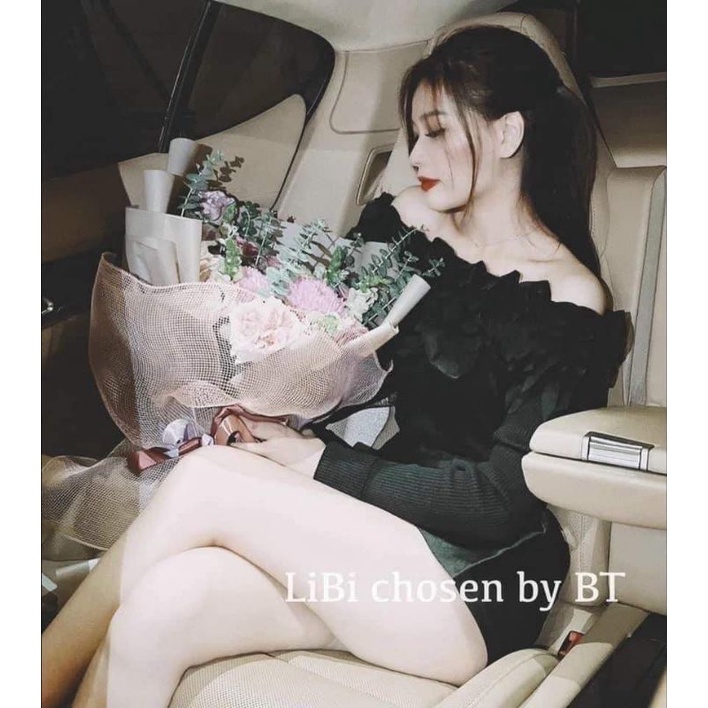 Áo len tăm trễ vai bèo 2 màu cho nữ