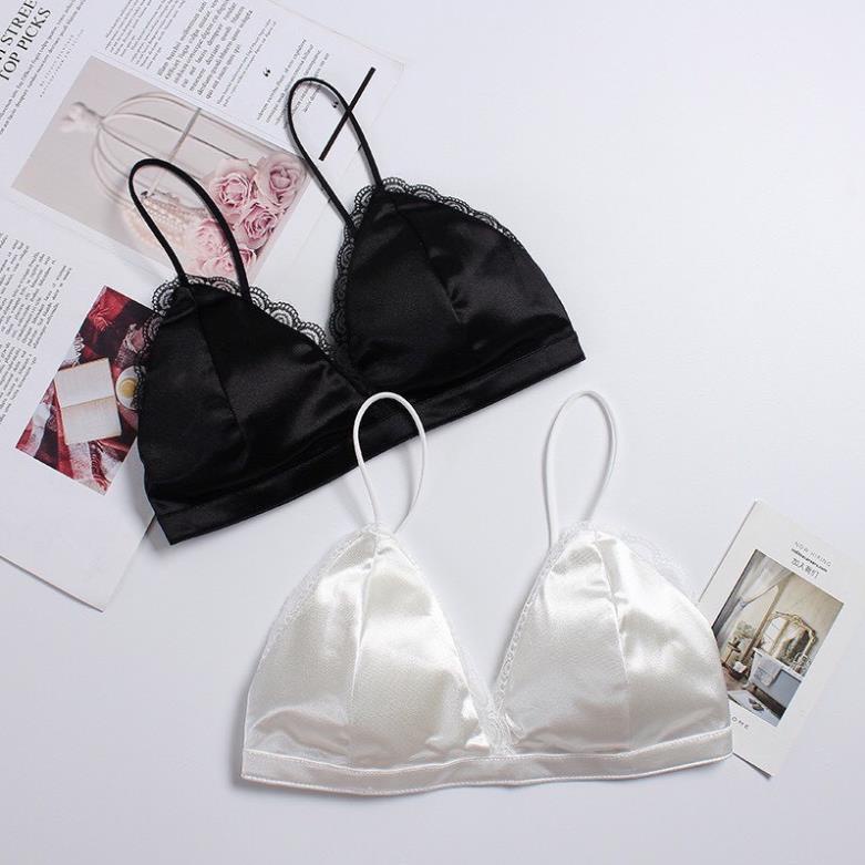 Áo Bra satin phi bóng viền ren sexy 265 - LADY