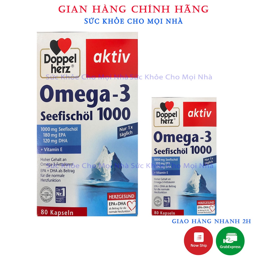 Viên Aktiv Omega 3 1000mg DHA,EPA.Bổ Sung Phát Triển Trí Não,Thị Lực.Hộp 80 Viên