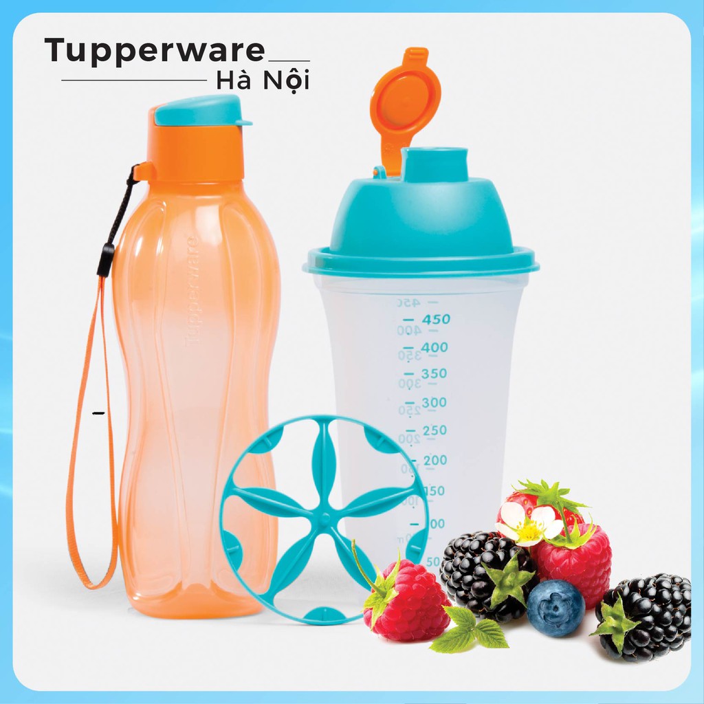 Sét bình nước Tupperware Shake N Go thể tích 500ml - Bình nhựa nguyên sinh cao cấp, an toàn.