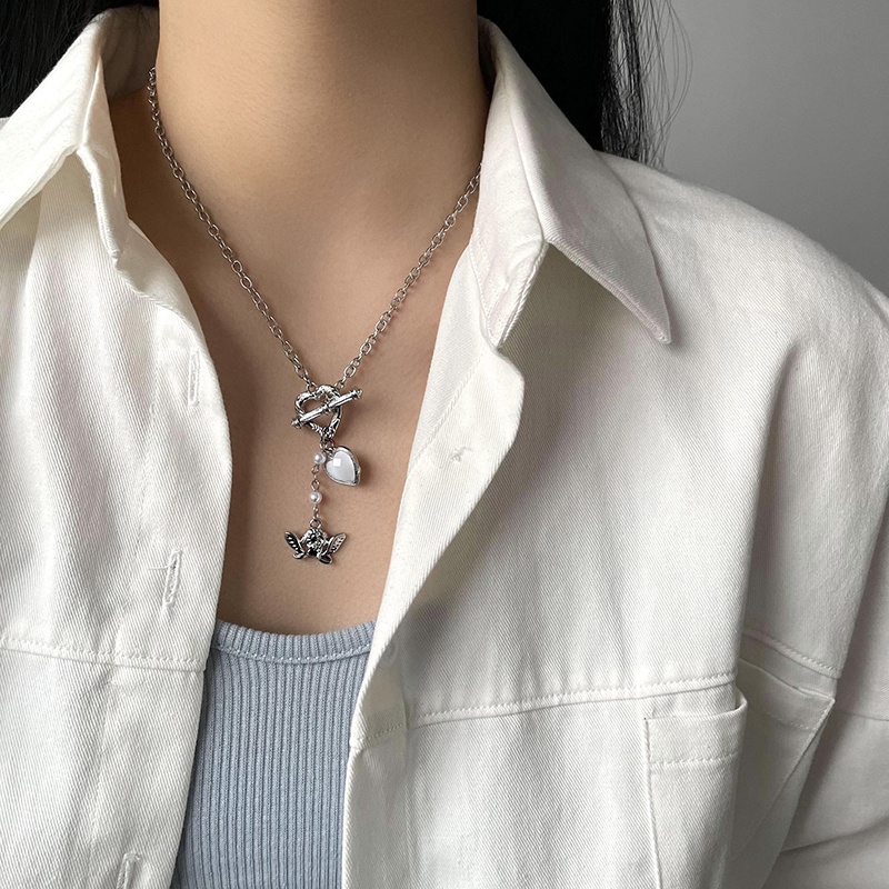 Dây Chuyền Mặt Hình Thần Tình Yêu Đính Ngọc Trai Phong Cách Hip Hop 19A1140ins