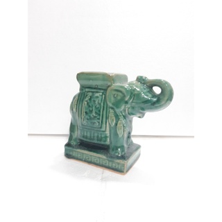 Đôn voi gạt tàn men xanh 15cm