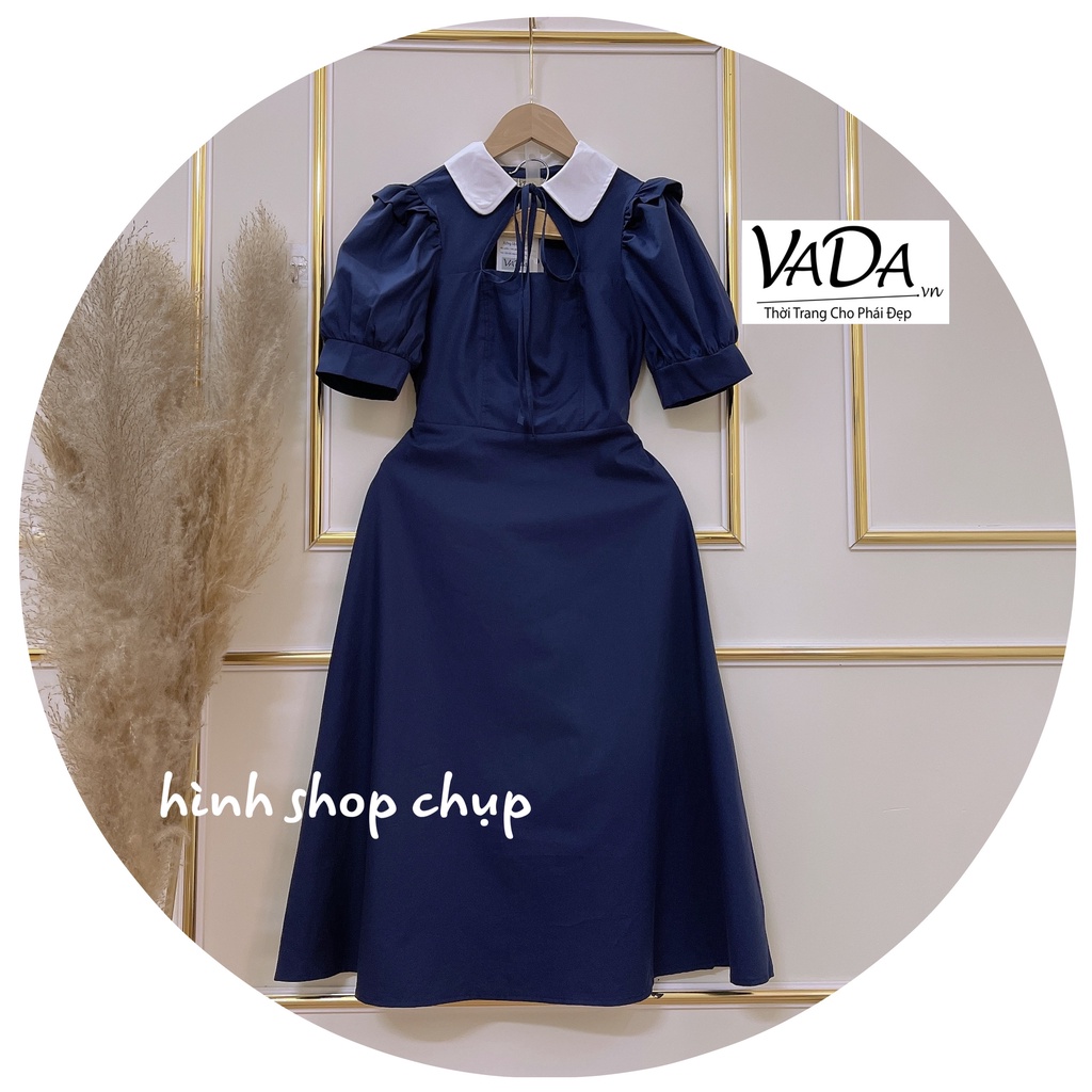Đầm nữ dự tiệc cổ sen khoét phối cột nơ phong cách Hàn Quốc trẻ trung thời trang -Thời Trang VADA (VD404) | BigBuy360 - bigbuy360.vn
