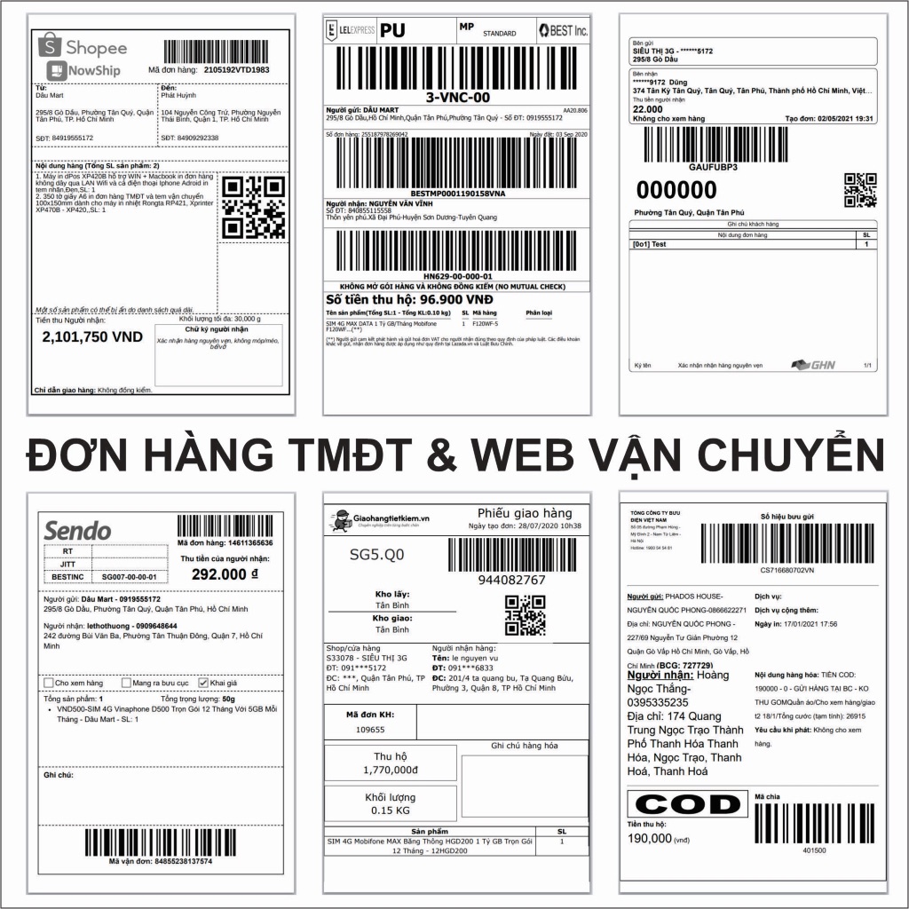 Máy in đơn hàng TMĐT A6 dPos DL02 DT108B &amp; RP421 in tem vận chuyển shopee và các web vận chuyển GHTK GHN VNP, in Minicod