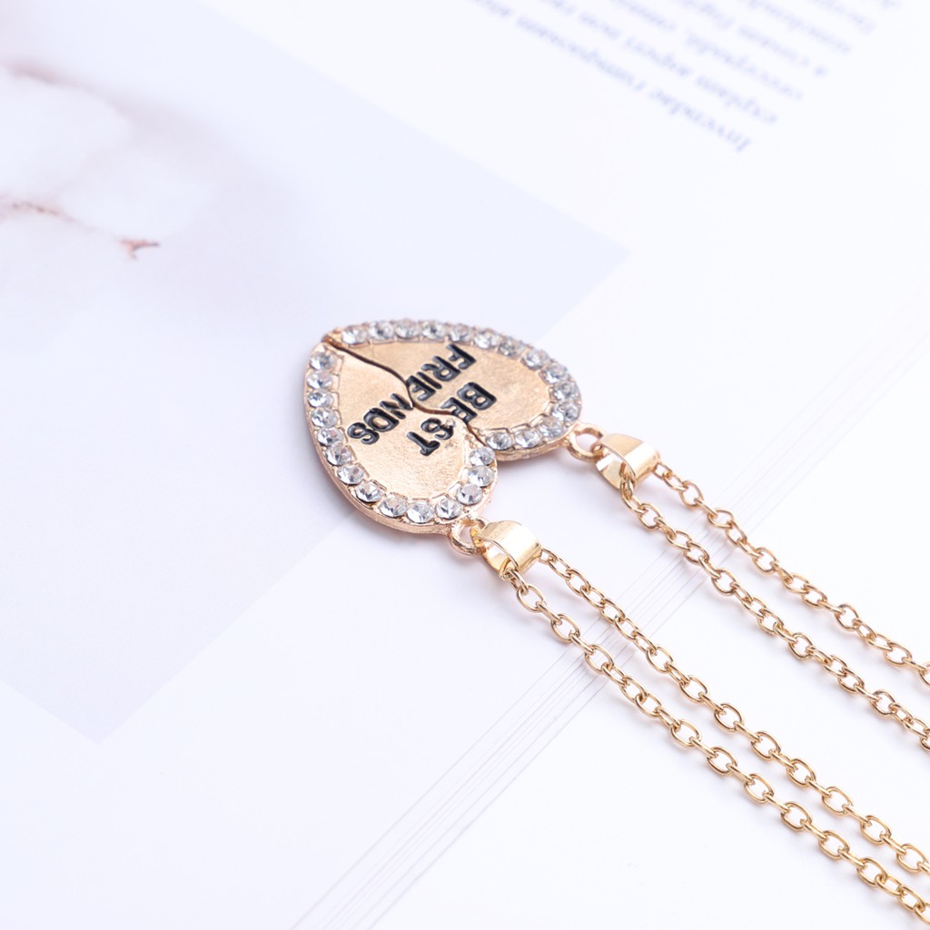 Set 2 Vòng Cổ Tình Bạn Mặt Nửa Trái Tim Khắc Chữ Best Friend Độc Đáo