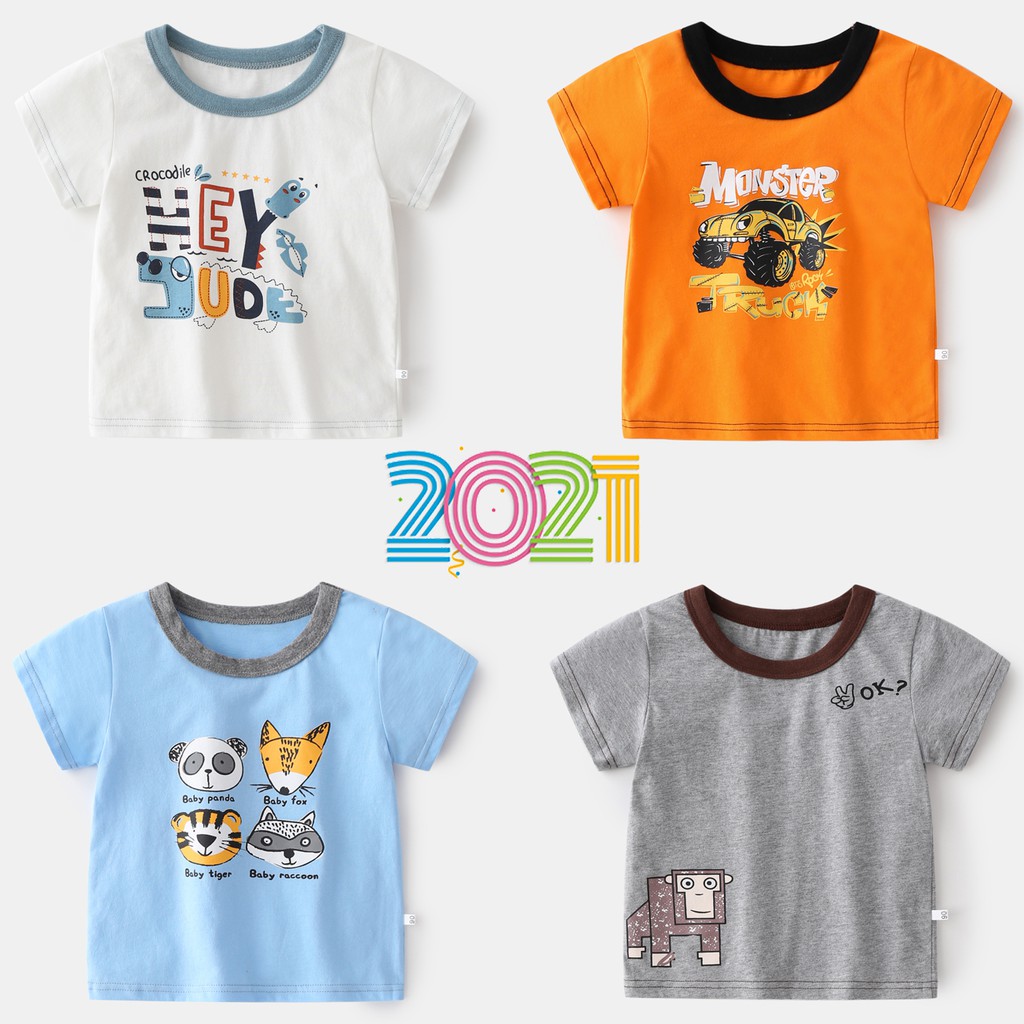 Áo phông cho bé WELLKIDS áo thun cộc tay bé trai họa tiết đáng yêu chất cotton hàng xuất Âu Mỹ