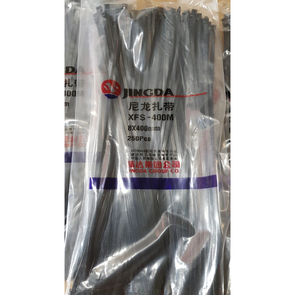 Dây Thít, Lạt Nhựa Đen Loại To Dài 8X400mm Gói 200 Sợi Dài 40Cm