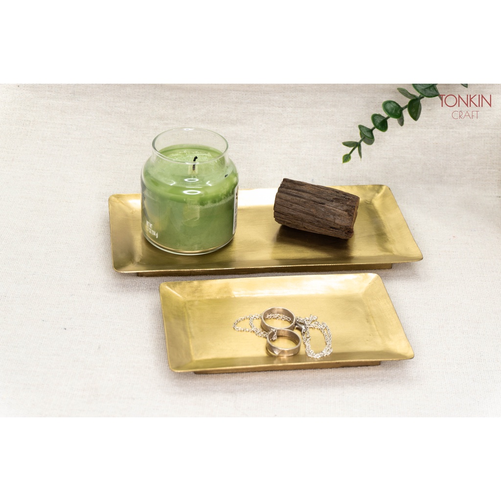 Đĩa đồng thau, đĩa đồng vàng, đĩa hình chữ nhật, đĩa trang trí