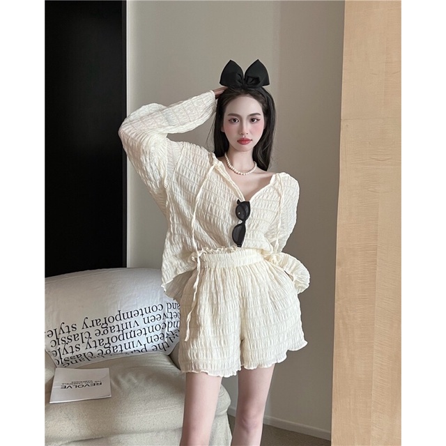 ✨💕Set áo tay dài quần short vải thoáng mát