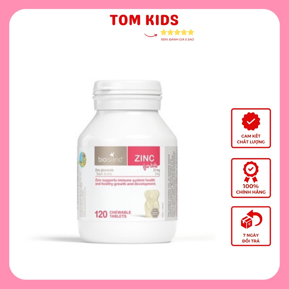 Kẽm Bioisland Zinc 120 Viên - Bổ Sung Kẽm Cho Bé Từ 1 Tuổi Giúp Bé Ăn Ngon Ngủ Ngon Tiêu Hoá Tốt