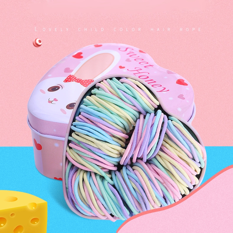 Dây thun cột tóc nhiều màu kèm hộp đựng hình trái tim