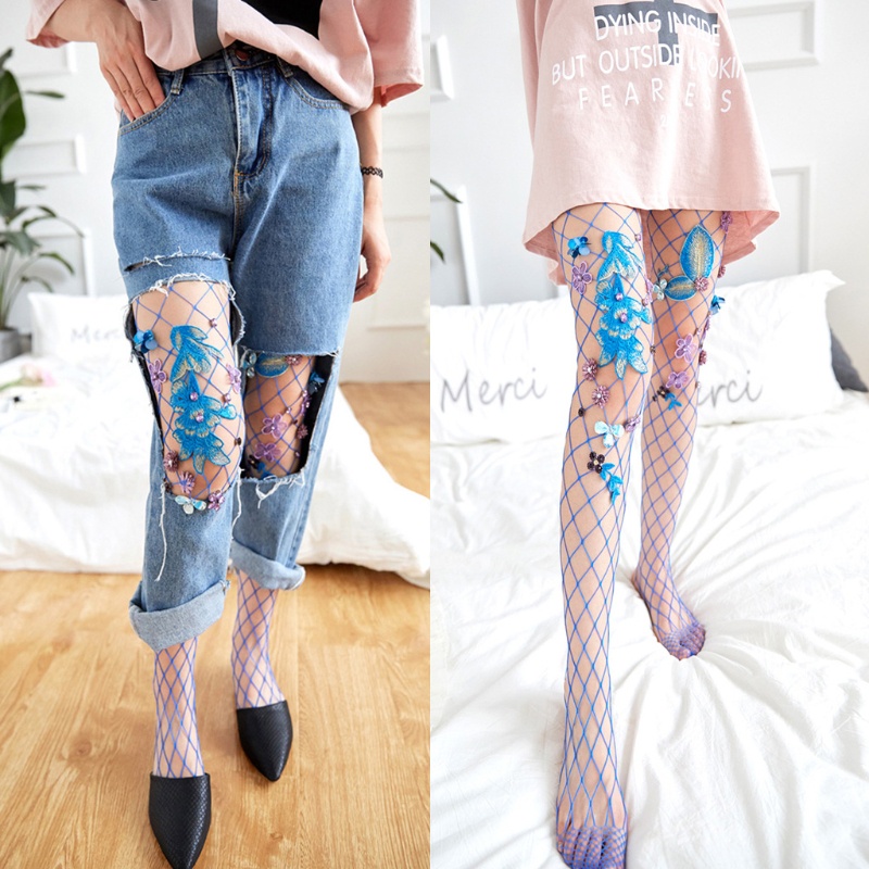 Quần Tất Lưới Thêu Hoa 3D Quyến Rũ Cho Nữ