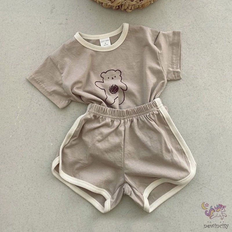 Bộ Quần Áo Ngắn Tay Phong Cách Hàn Quốc Cho Bé Trai Bé Gái