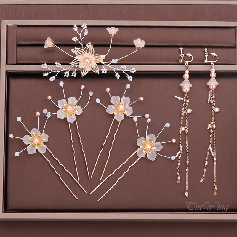 GETNOIVAS Kẹp Tóc Hoa Đính Ngọc Trai Cho Cô Dâu