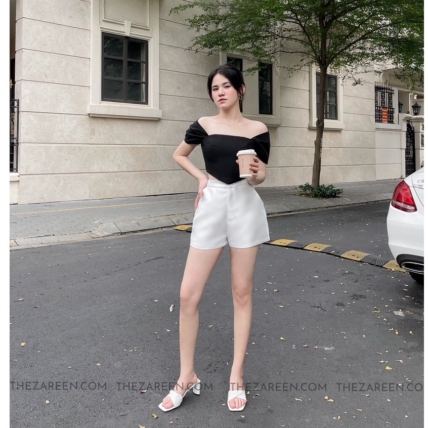 ZAREEN | QUẦN SHORT TAFTA ỐNG RỘNG ZAREEN SHO42 TRẮNG