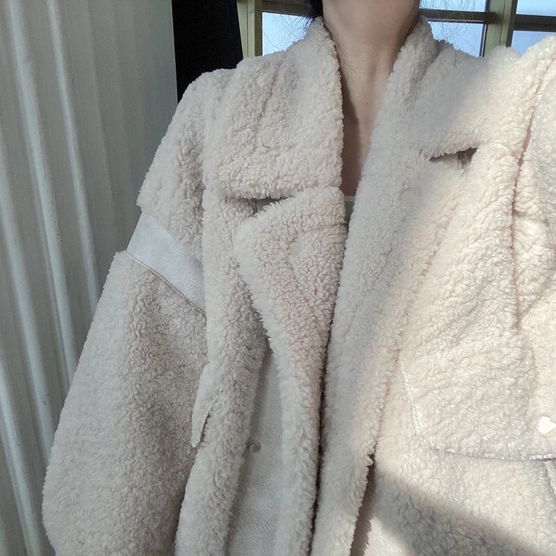 Áo khoác da pha lông form rộng - Hàng order