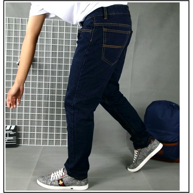 Quần jean nam XANH ĐẬM TRƠN chất jean giãn tốt XĐ005.6