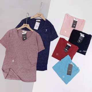 Áo cotton trơn màu, cổ tim, BSK
