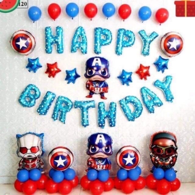 Set bong bóng phụ kiện trang trí sinh nhật, party cho bé trai, bé gái siêu nhân, siêu anh hùng 35-40cm - BOBABO