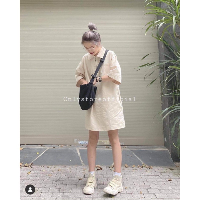 Váy Polo Cổ Khóa Bánh Bèo Váy Polo Nữ Kaki Hot Hit